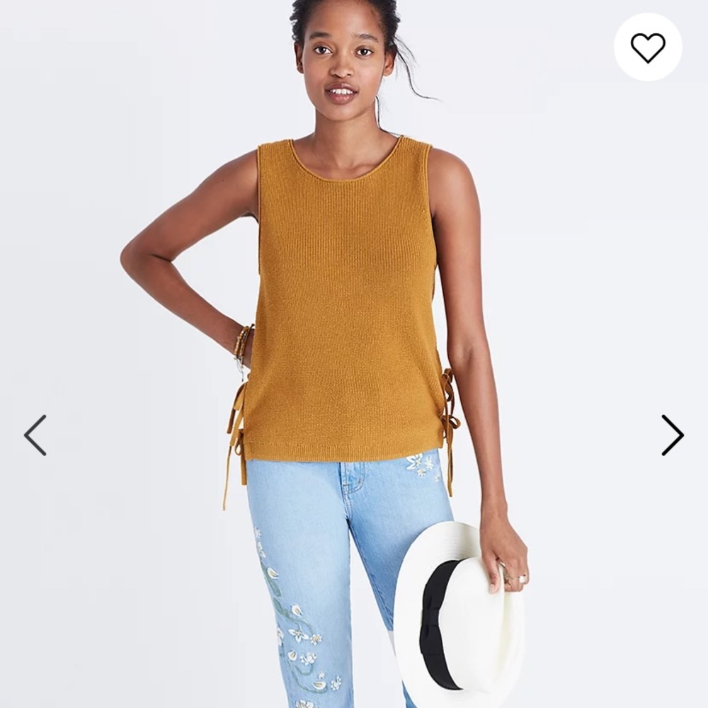 Madewell Side-Tie Sweater Tank in Green